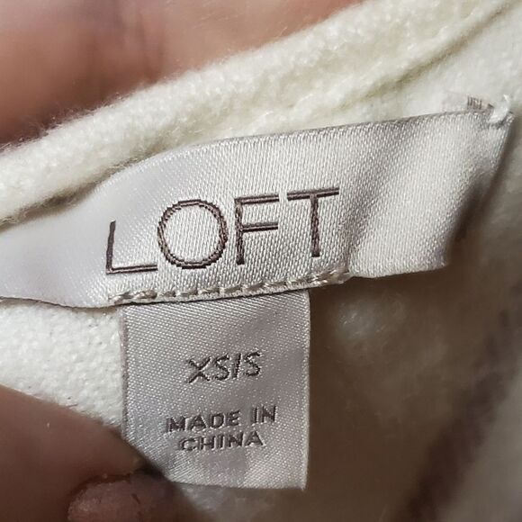 LOFT Oversized Neutral Striped Poncho with Fringe Hem Size XS/S - Picture 3 of 6